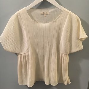Madewell Crinkle Pleat Cream Blouse